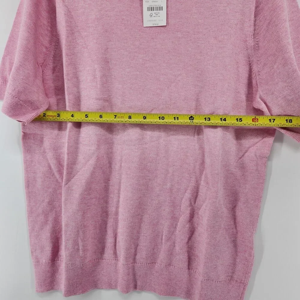 J.CREW Women's Large Pink Short Sleeve Cotton Crewneck Sweater NWT‎